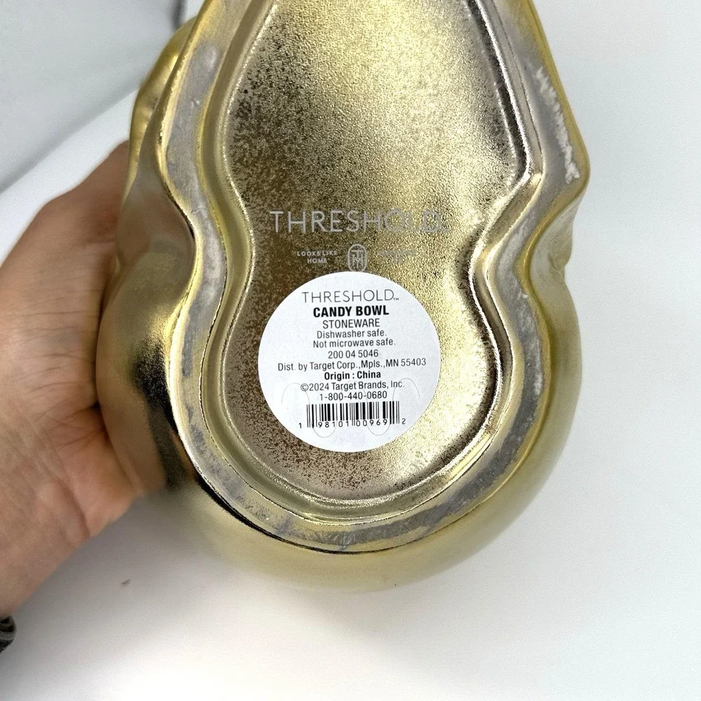 Threshold Gold Skull Candy Bowl Stoneware Halloween‎ Decor Target 2024